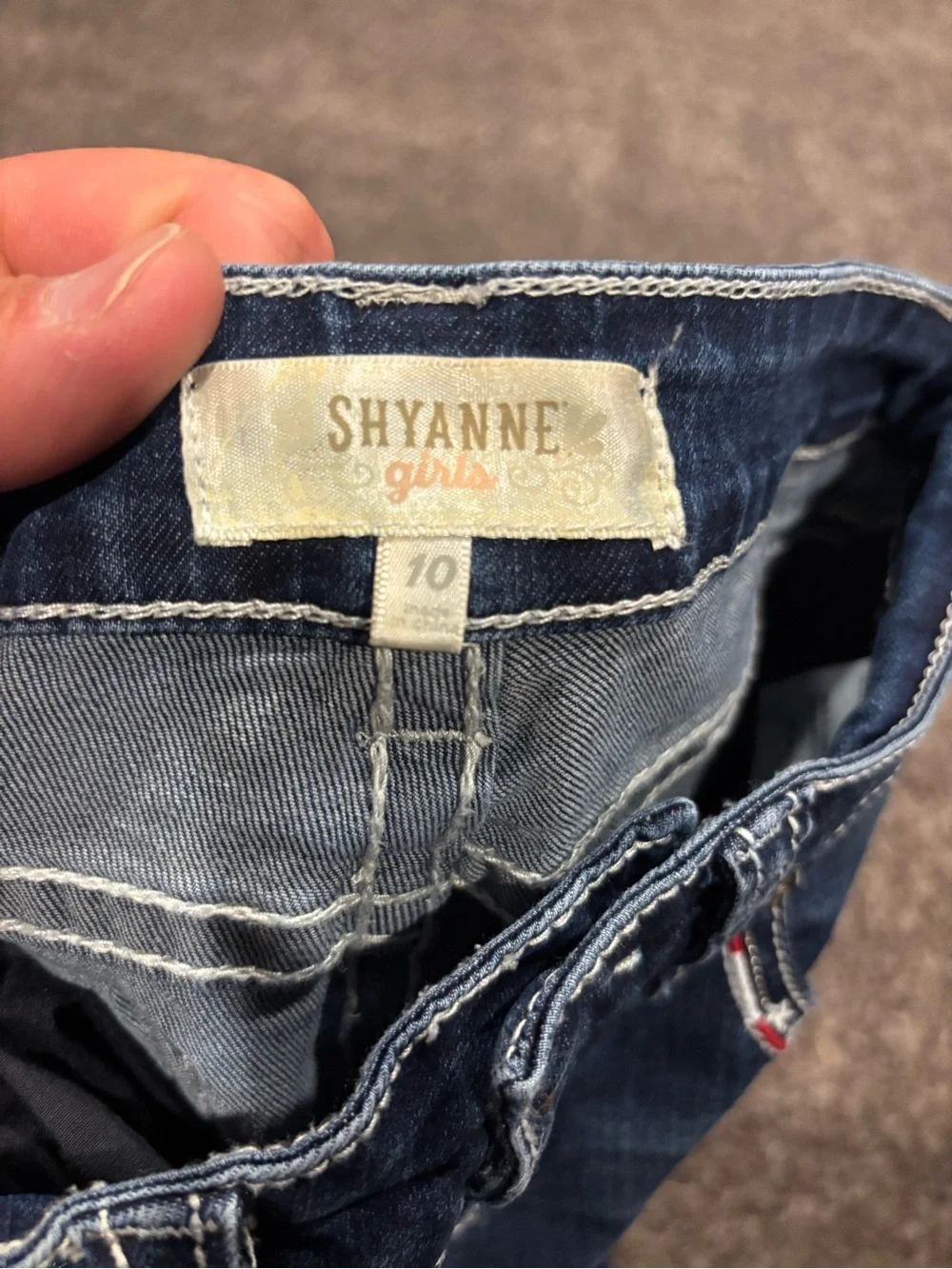 Girls Shyanne Dark Wash Bootcut Jeans with Star Embroidery